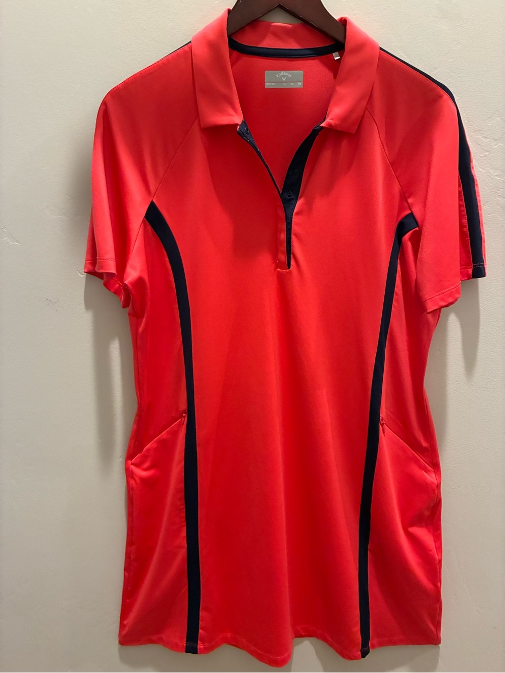 Callaway Red Polo Dress with Navy Contrast Panels #golf